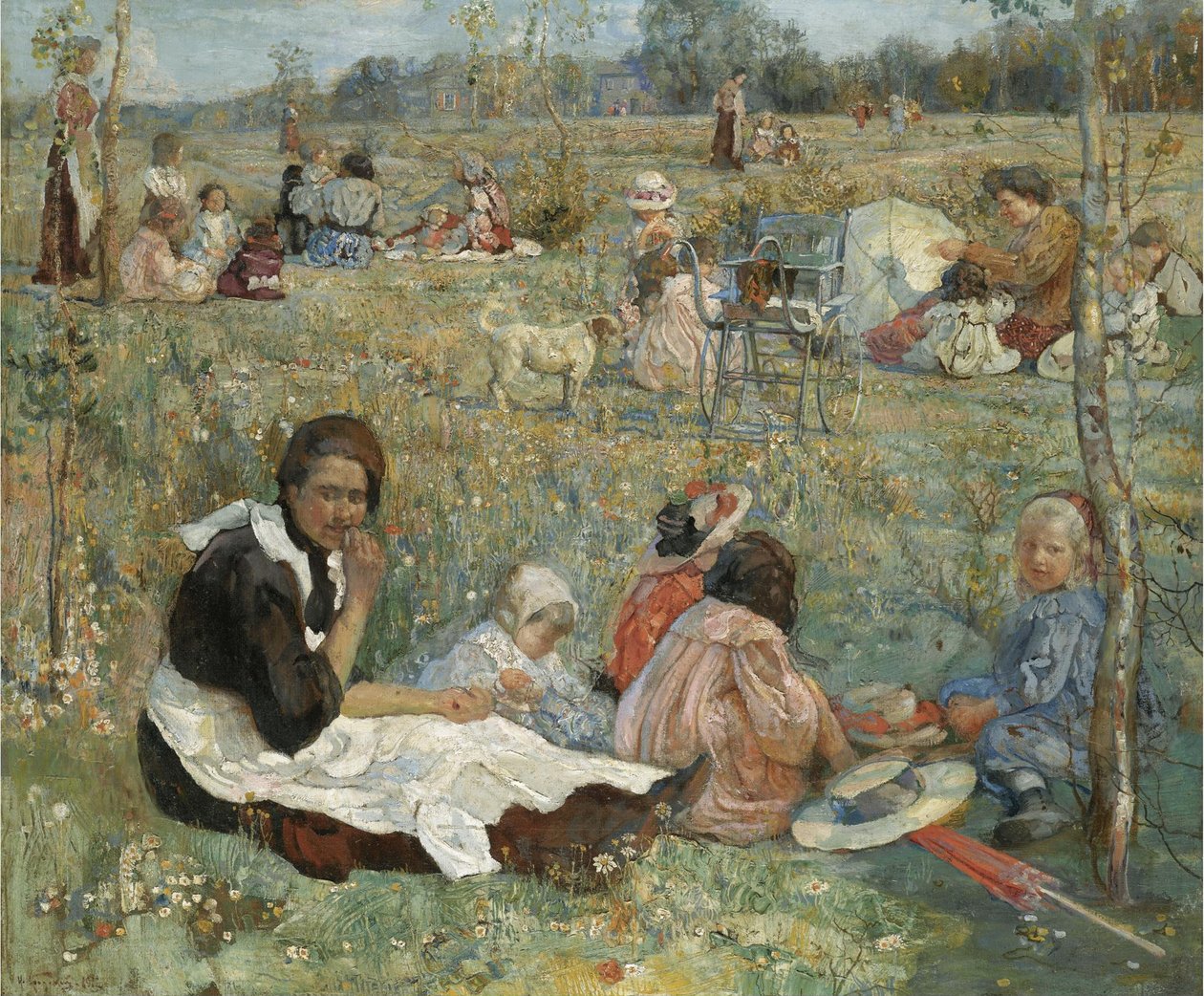 Barnskötare med barn, 1912 av Isaak Israilevich Brodsky