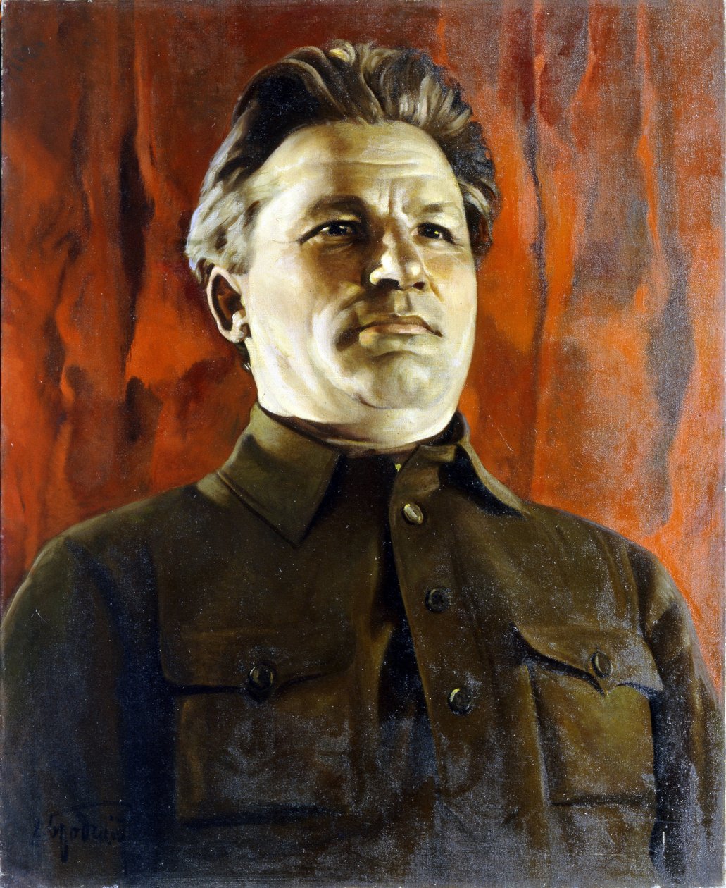 Porträtt av Sergei Kirov (Sergei (Serge) Mironovitch Kostrikov av Isaak Israilevich Brodsky