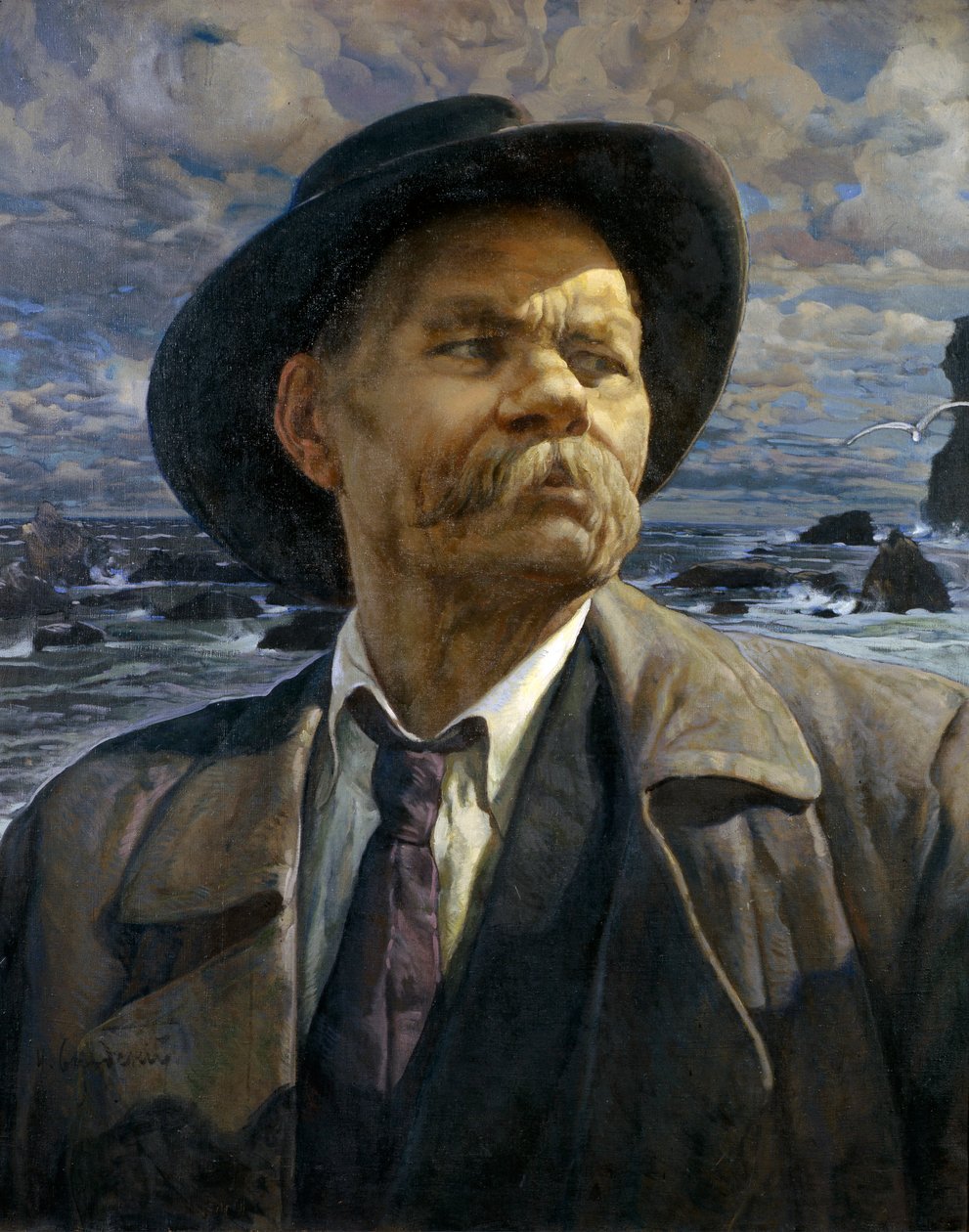 Porträtt av författaren Maxim Gorkij 1868-1939, 1936 av Isaak Israilevich Brodsky