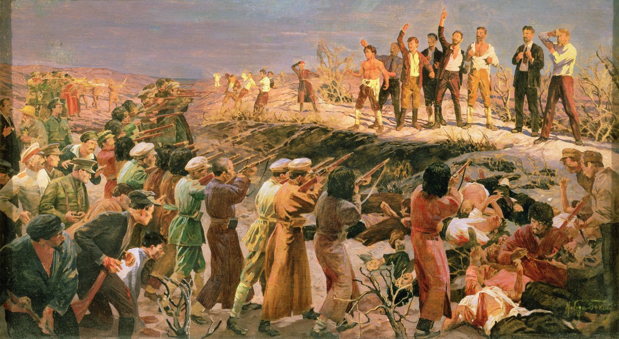 Studie för "Avrättningen av de tjugosex Baku-kommissarierna" av Isaak Israilevich Brodsky