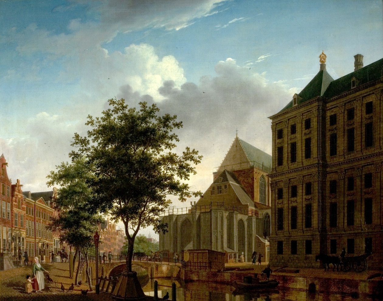 Baksida av Nieuwe Kerk och stadshus, Amsterdam, Holland av Isaac Ouwater