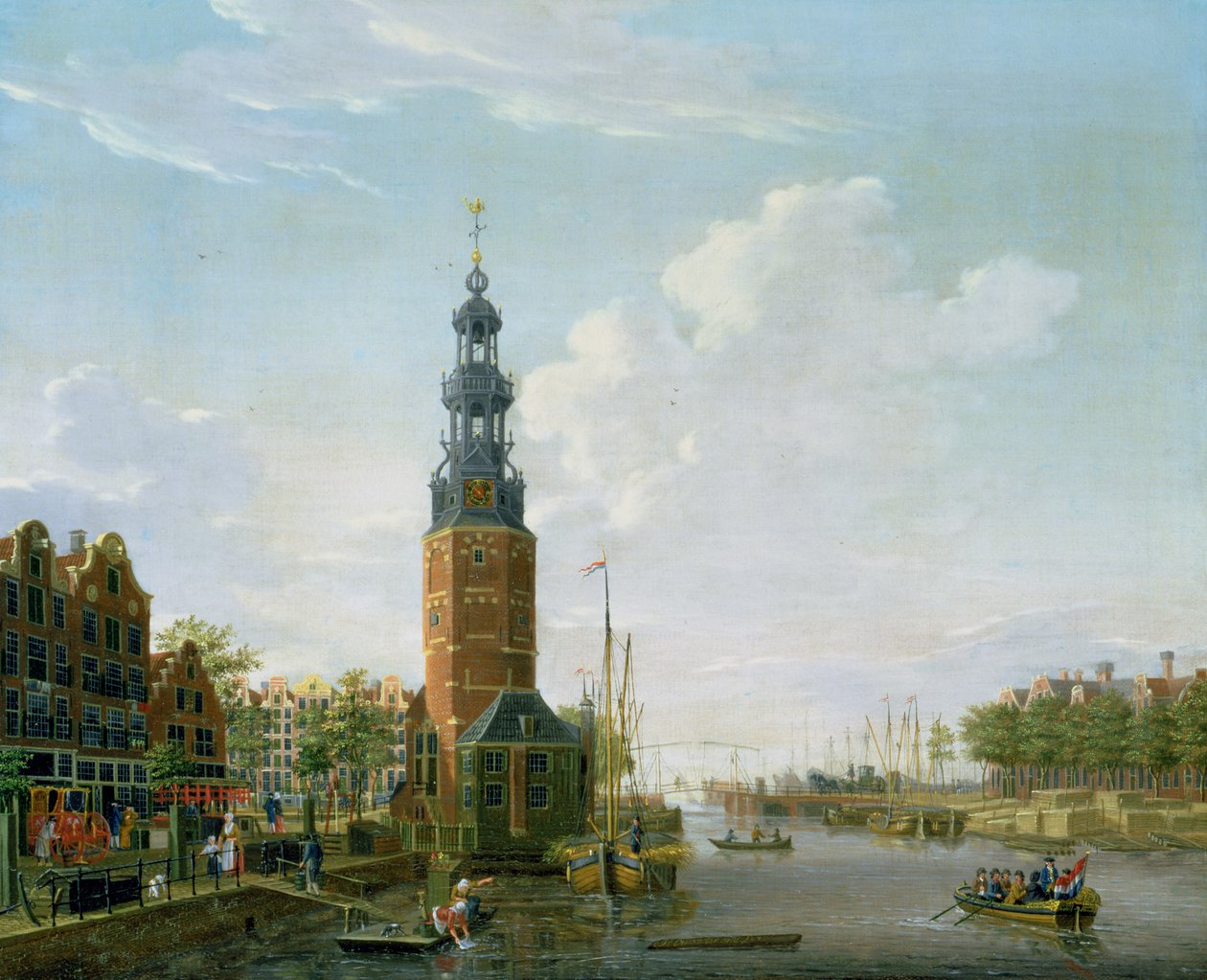 Utsikt över Amsterdam med Montelbaanstoren på Oudeschans, 1777 av Isaac Ouwater