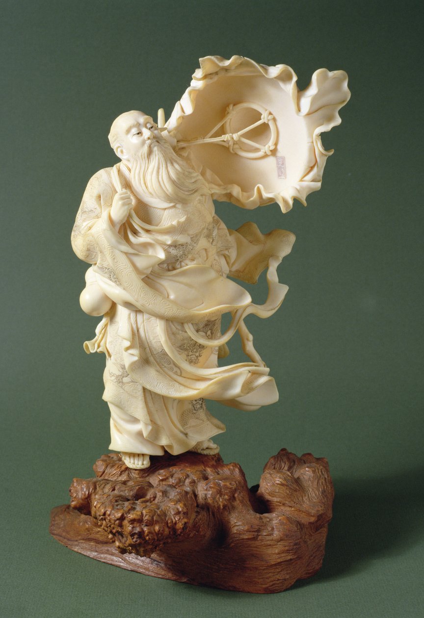 Salvia med blåsande hatt, ca 1900 (elfenben) av Ishikawa Komei