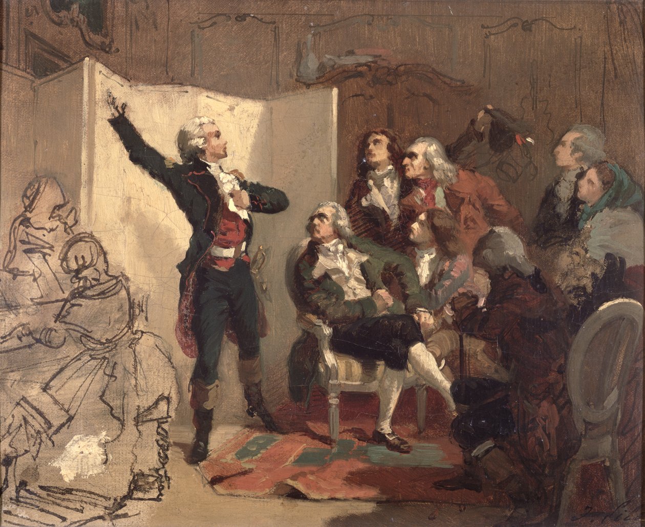 Claude Joseph Rouget de Lisle (1760-1836) sjunger Marseillaise hemma hos Dietrich, Strasbourgs borgmästare, 26 april 1792 (studie) av Isidore Pils