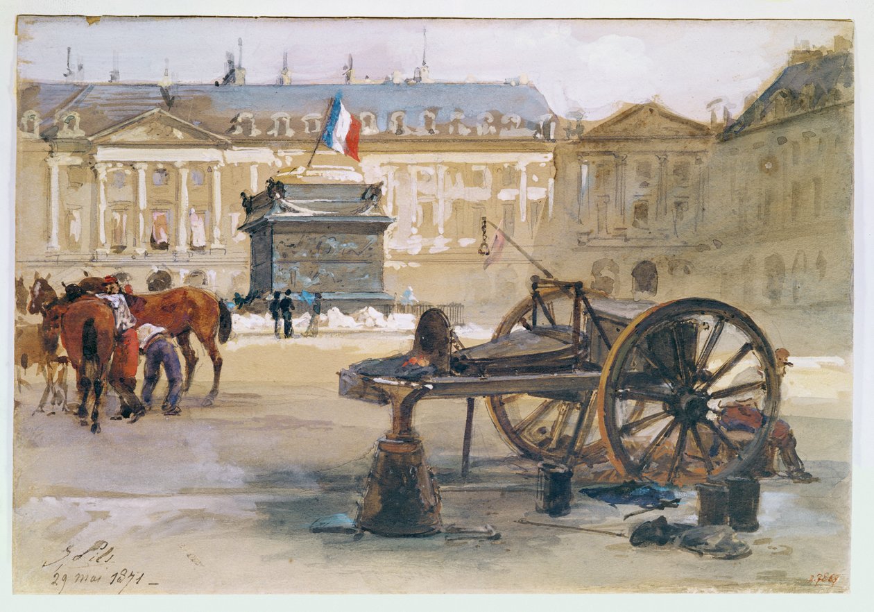 Paris Commune: The Fall of the Vendome Column, 29 maj 1871 av Isidore Pils