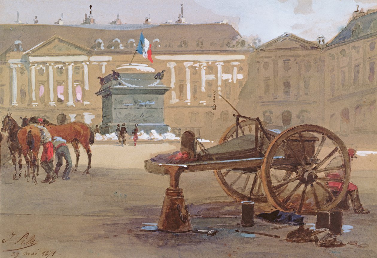 Den fallna kolonnen, Place Vendôme, Paris, 29 maj 1871 av Isidore Pils