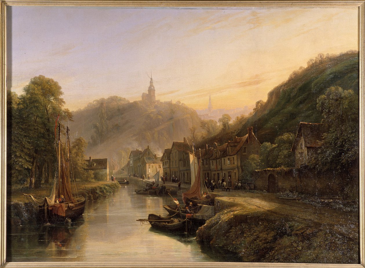 Utsikt över Dinans hamn - av Isidore Dagnau, ca. 1830 av Isidore Dagnan