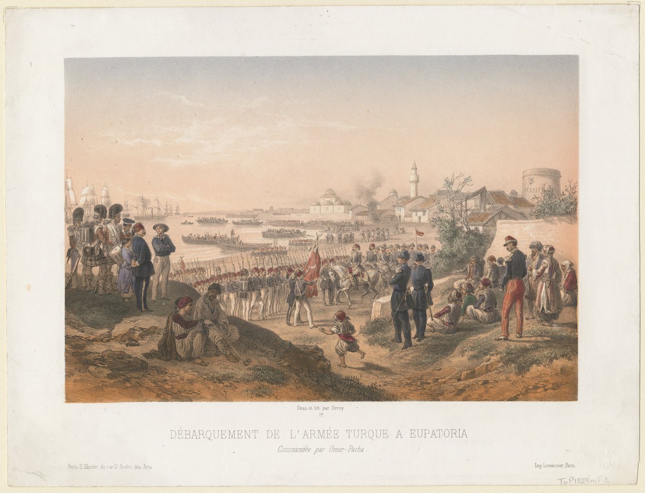 Landstigning av den turkiska armén vid Yevpatoria under befäl av Omer Pasha, 1855 av Isidore Laurent Deroy