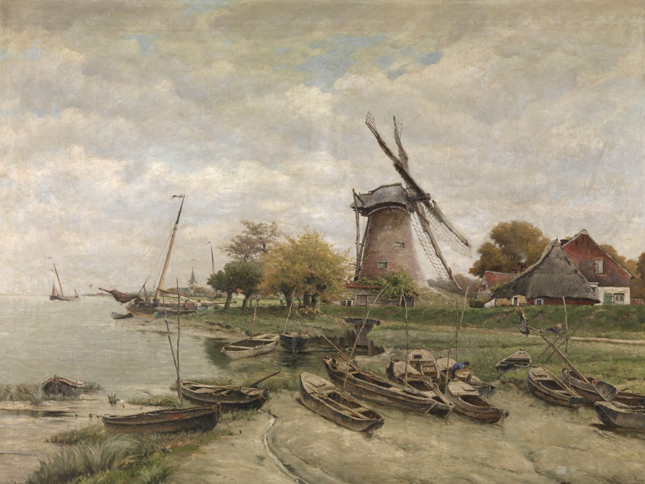 Schelde i Mariakerke (olja på duk) av Isidore Meyers