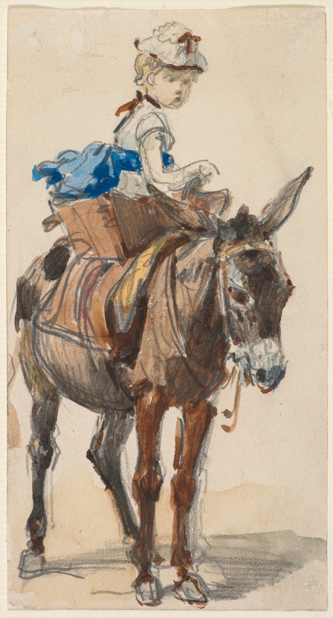 Flicka på en åsna. av Isidore Pils