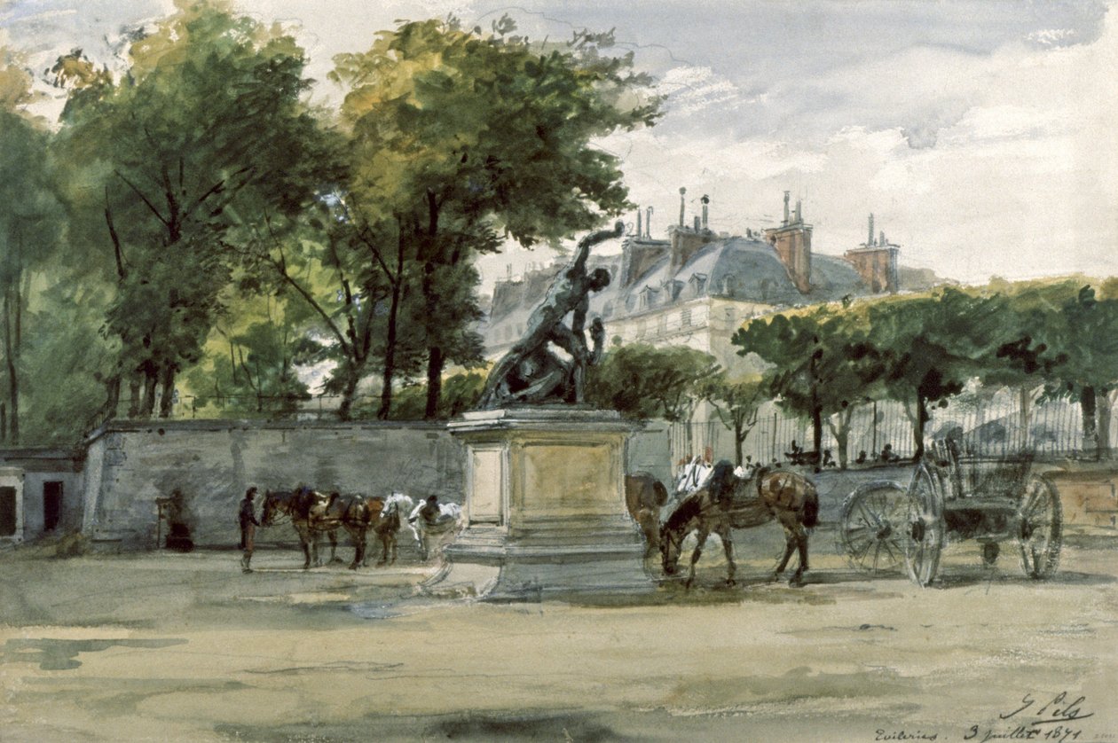Pariskommunen: Versailles armé i Tuilerierna, ca 1871 (akvarell) av Isidore Pils