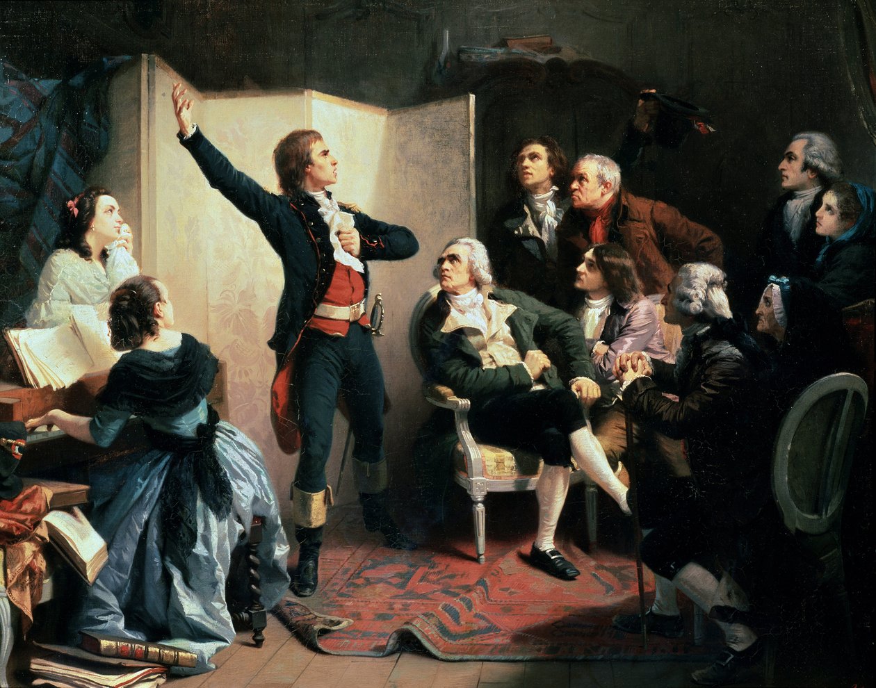 Poeten och kompositören Claude Joseph Rouget de Lisle framför Marseillaise den 24 april av Isidore Pils