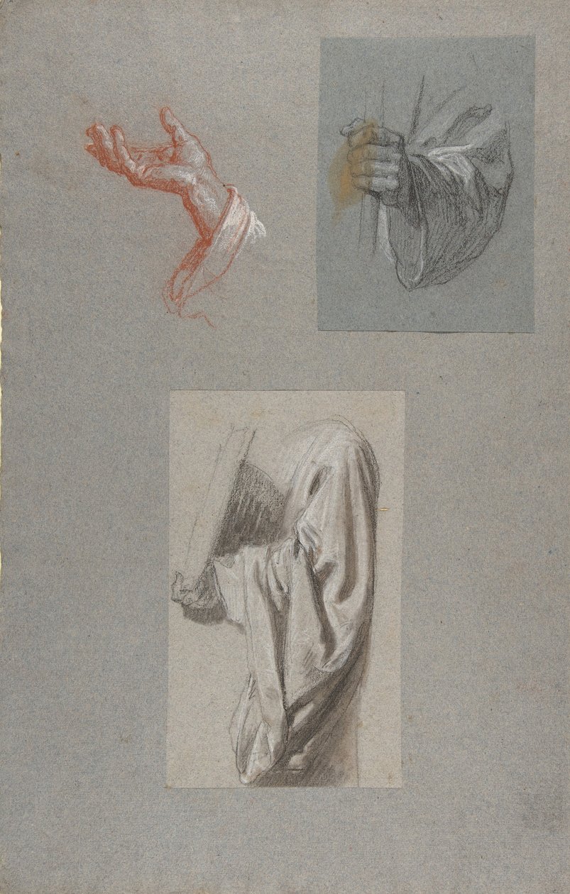 a. Hand av Saint Remi, f. Hand of Saint Remi, ca. Draperistudie för Acolyte Holding Book..., 1800-talet av Isidore Pils
