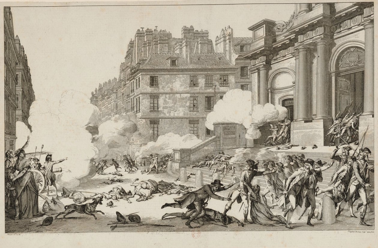 13 Vendémiaire. Napoleon Bonapartes undertryckande av den rojalistiska revolten ... i Paris, 1797. av Isidore Stanislas Helman