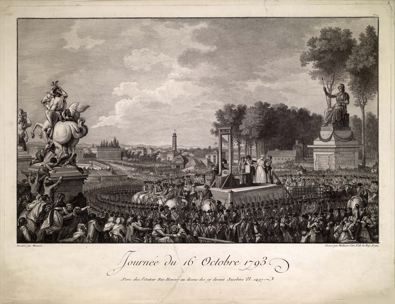 Dagen den 16 oktober 1793 Avrättningen av Marie Antoinette den 16 oktober 1793, ca. 1795. av Isidore Stanislas Helman