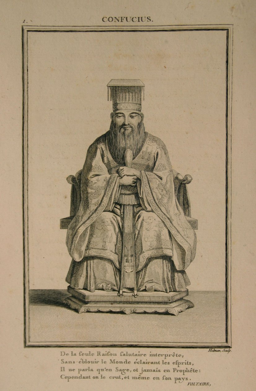 Porträtt av den kinesiske tänkaren och socialfilosofen Konfucius, 1788 av Isidore Stanislas Helman