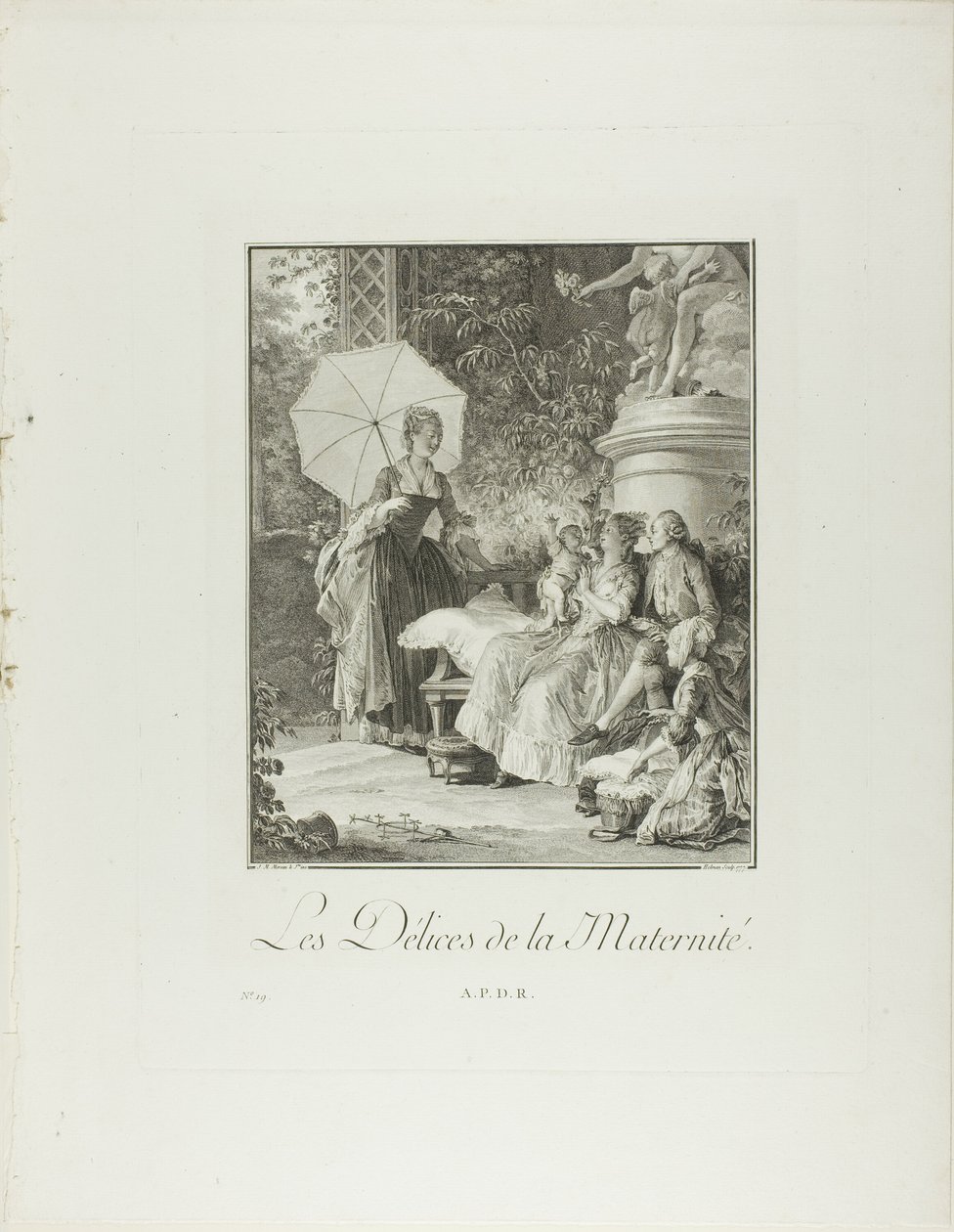 The Delights of Motherhood, från Monument du Costume Physique et Moral de la fin du Dix-huitième siècle av Isidore Stanislas Helman