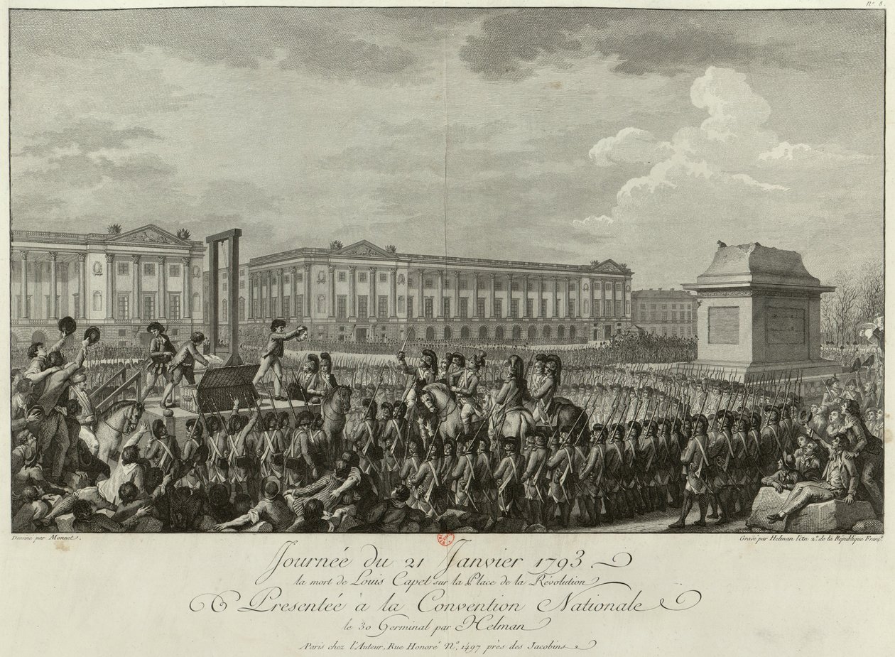 Avrättningen av Ludvig XVI på Place de la Revolution den 21 januari 1793, 1794 av Isidore Stanislas Helman