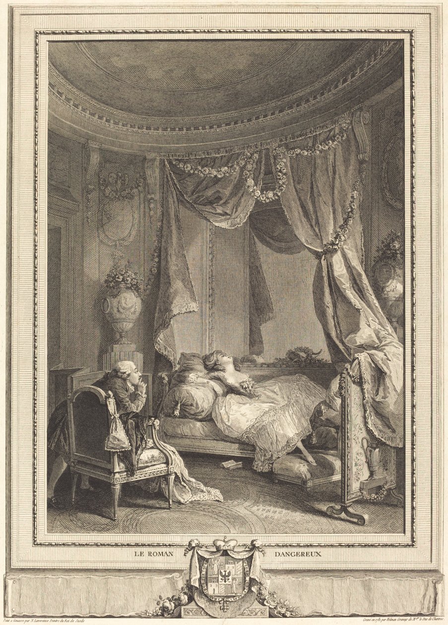 Den farliga romanen av Isidore Stanislas Helman after Nicolas Lavreince