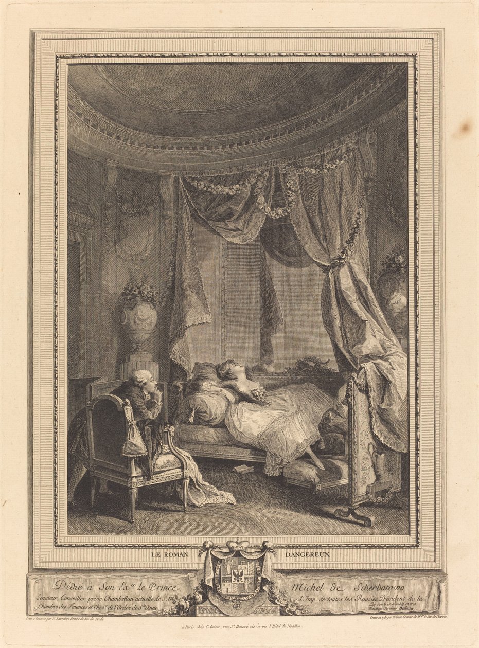 Den farliga romanen av Isidore Stanislas Helman after Nicolas Lavreince