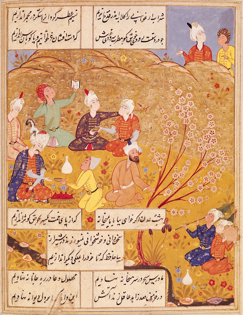 F.103v Friluftsfest, ur en diktbok, 1554 av Islamic School