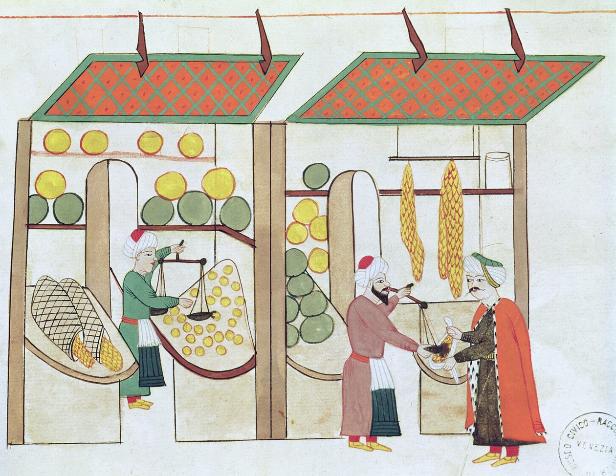Ms.1671 Två fruktbutiker, ca 1580 av Islamic School