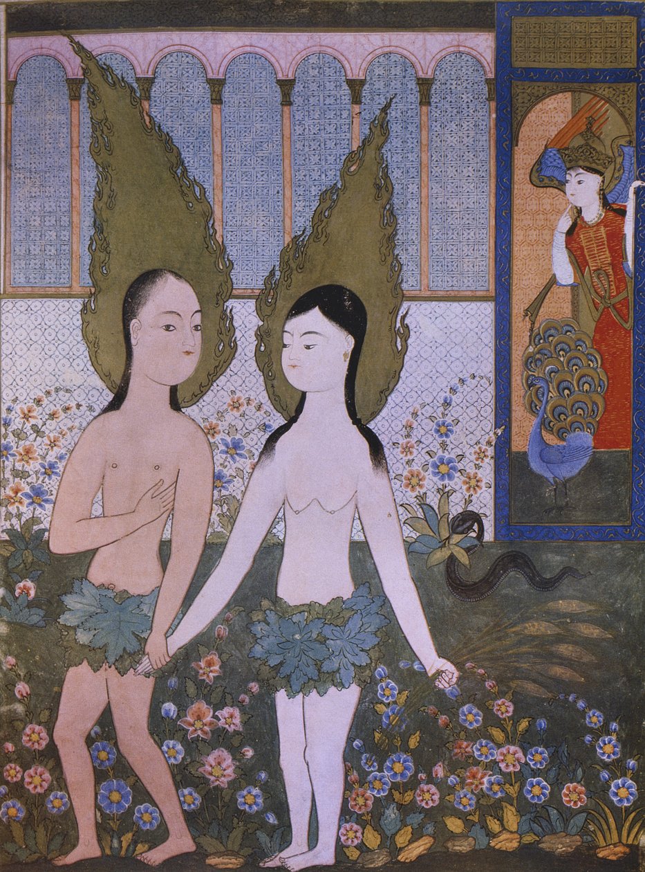 Adam och Eva förvisade från paradiset, från Hadiqat al-Suada, 1610, Bagdad av Islamic School
