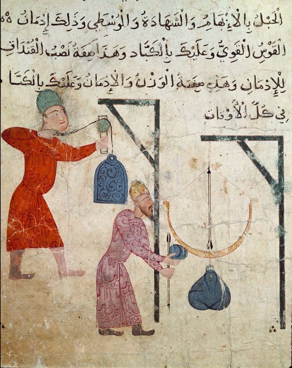 Islamisk konst: Ritning på pergament från Fatimidperioden (10-1000-talet) - Vägning av livsmedel - Målning på papyrus - Kairo, Museum of Islamic Art av Islamic School