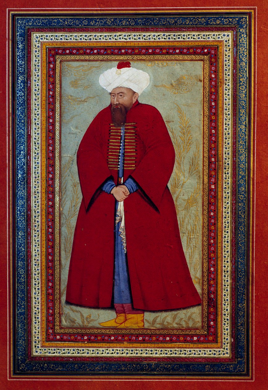 Islamisk konst: Porträtt av den osmanske sultanen Mehmet (eller Mehmed eller Mohammed) Celebi I (1389-1421). Miniatyrbild omkring 1550. Paris, Louvren av Islamic School