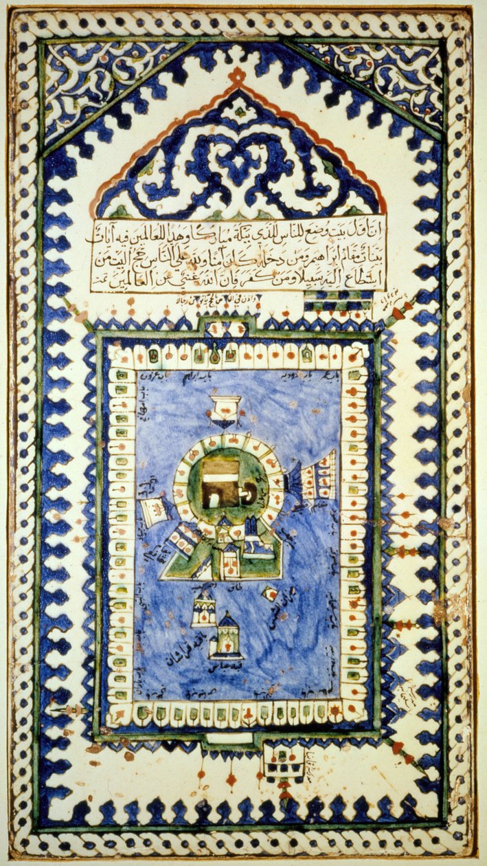 Karta över Mecka - keramik, Istanbuls museum för muslimsk konst av Islamic School