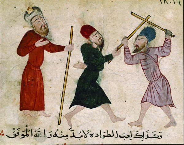Men duelling, från Gamla Kairo (Fostat), 910-1171 av Islamic School