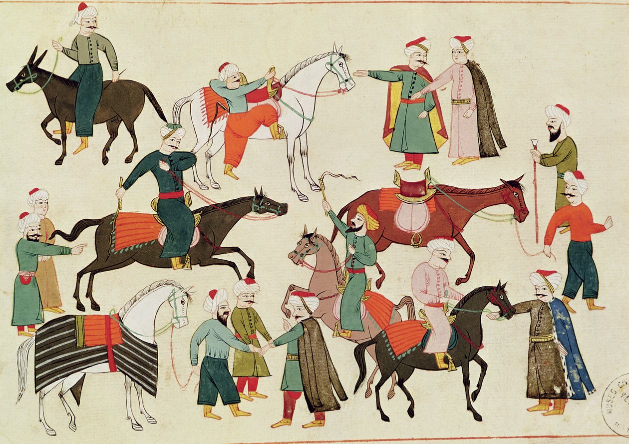 Ms 1671 A Horse Market, ca 1580 av Islamic School