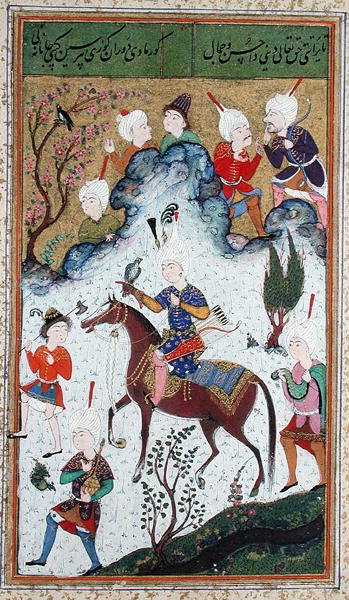 Ms B-284 fol.50b The Kings Hunt, från Divan av Huseyn Bayqara, ca 1540 av Islamic School
