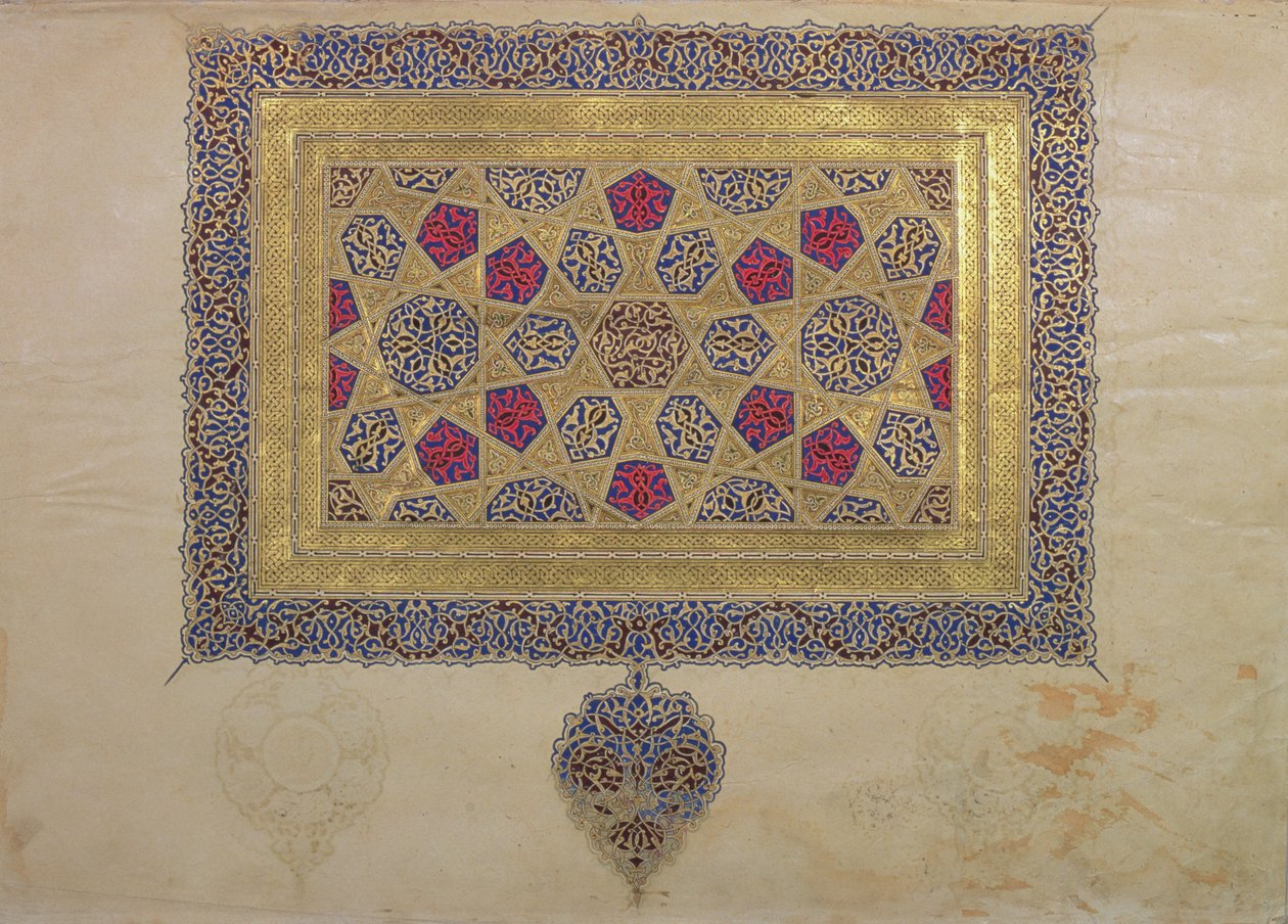 Sida från ett koranmanuskript, upplyst av Mohammad ebn Aibak, Il-Khanid-perioden, tidigt 1300-tal av Islamic School