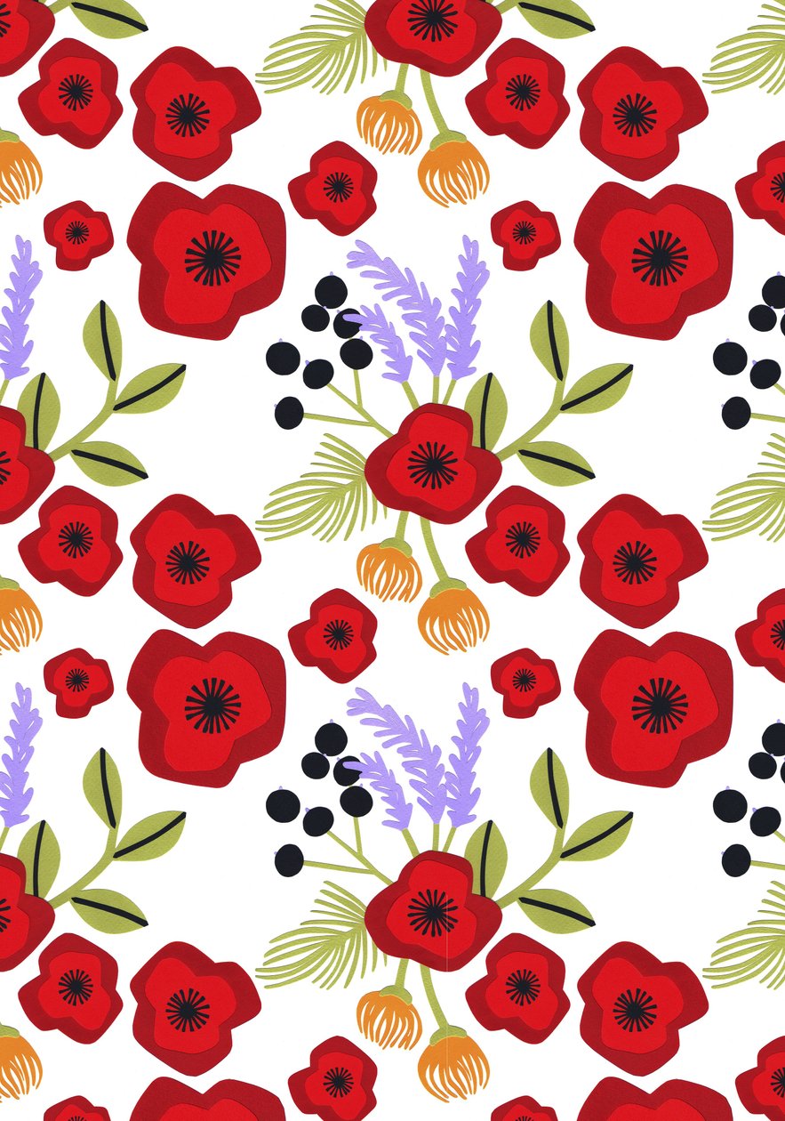 Poppy print, 2015 (klippt papper) av Isobel Barber