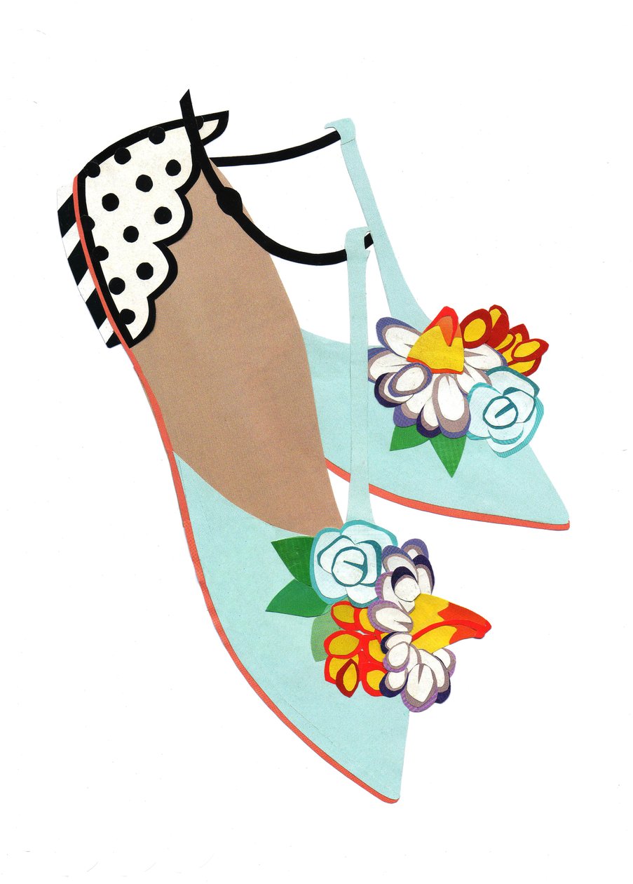 Sommarsandaler, 2014 (klippt papper) av Isobel Barber