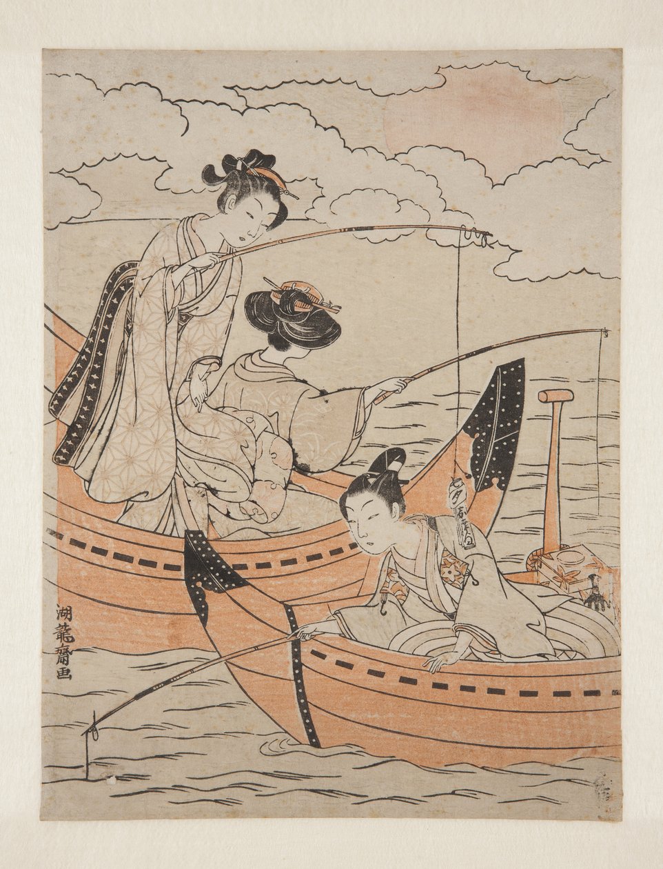 Boats of Love (Koi no fune) (träblockstryck i färg) av Isoda Koryusai