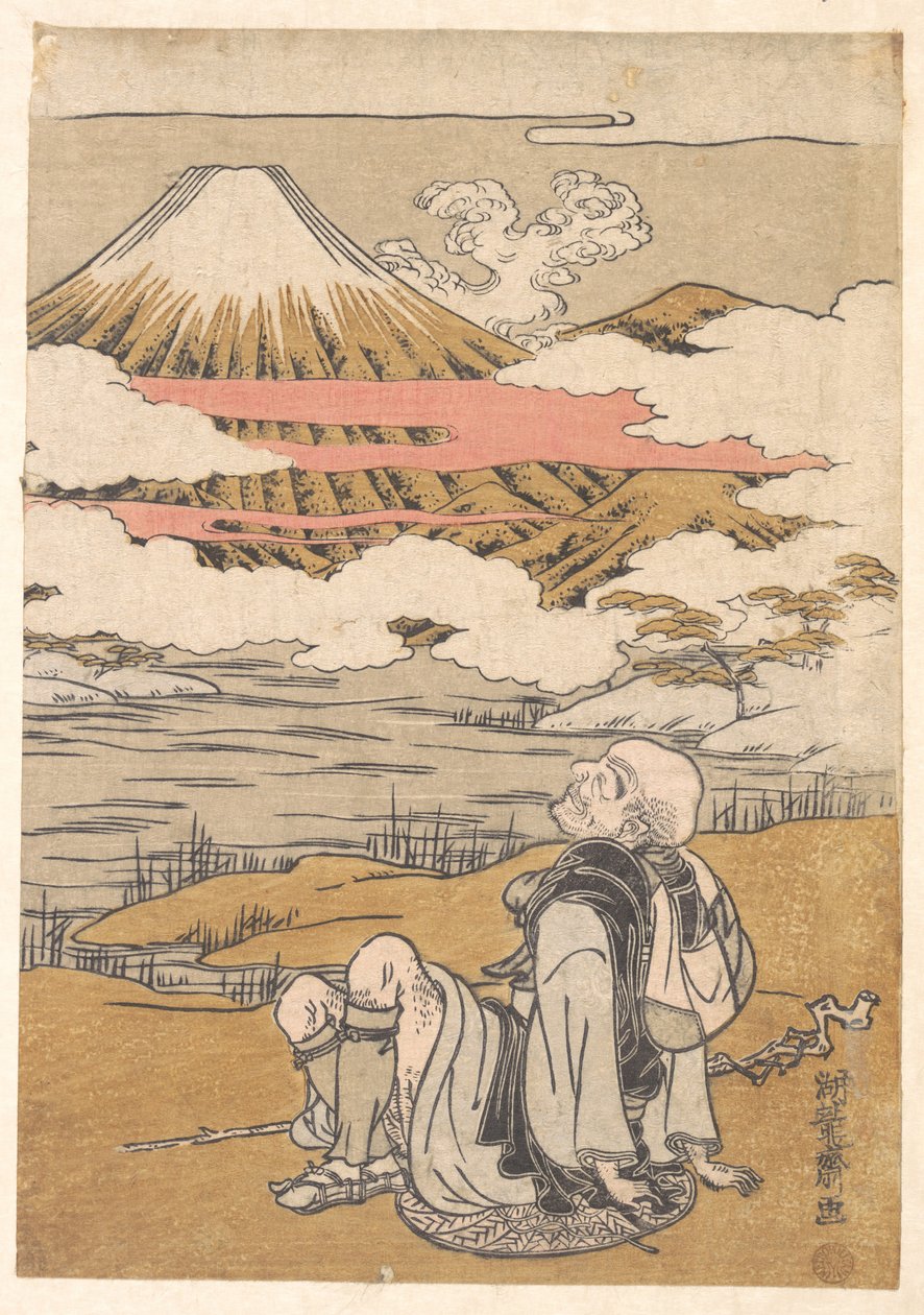 Saigyō betraktar berget Fuji av Isoda Koryusai