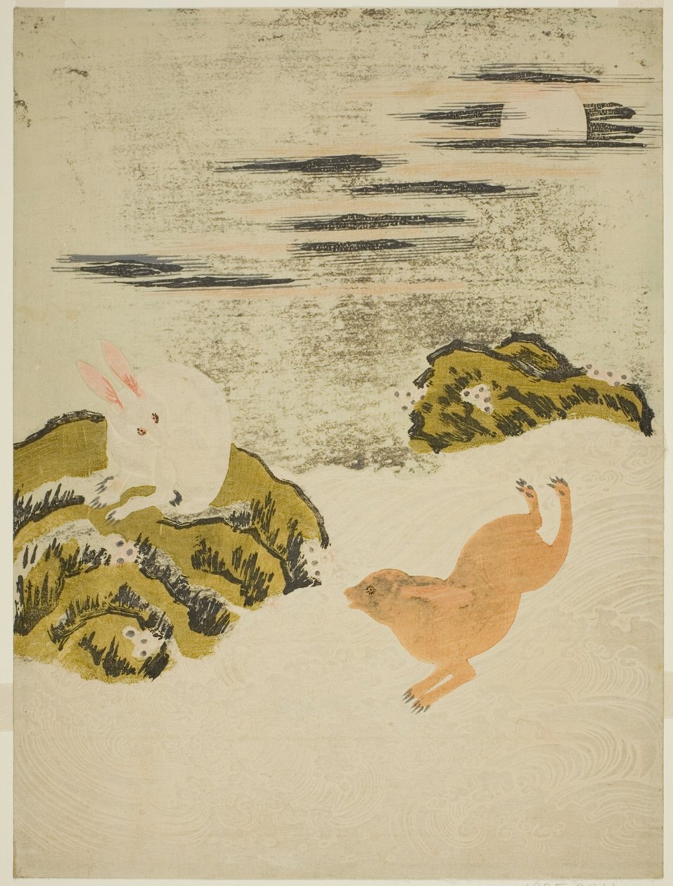 Harar som leker i Surf on a Moonlight Night av Isoda Koryusai