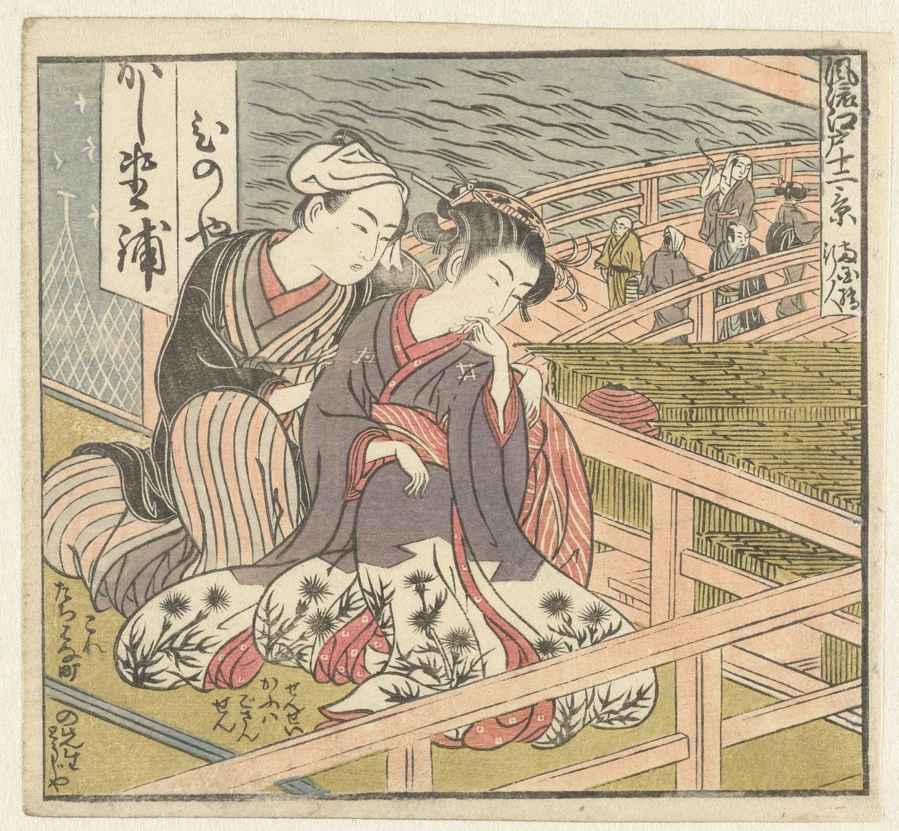 Kärlekspar på verandan Twelve Views of Sophisticated Edo (serietitel) Furyu Edo junikei (serietitel på objekt) av Isoda Koryusai