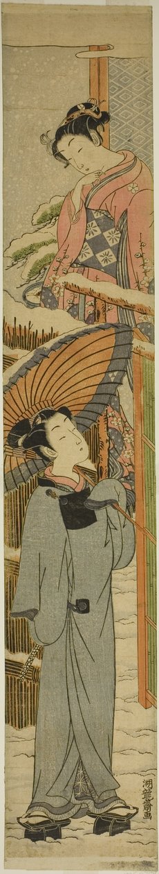 Tittar genom porten av Isoda Koryusai