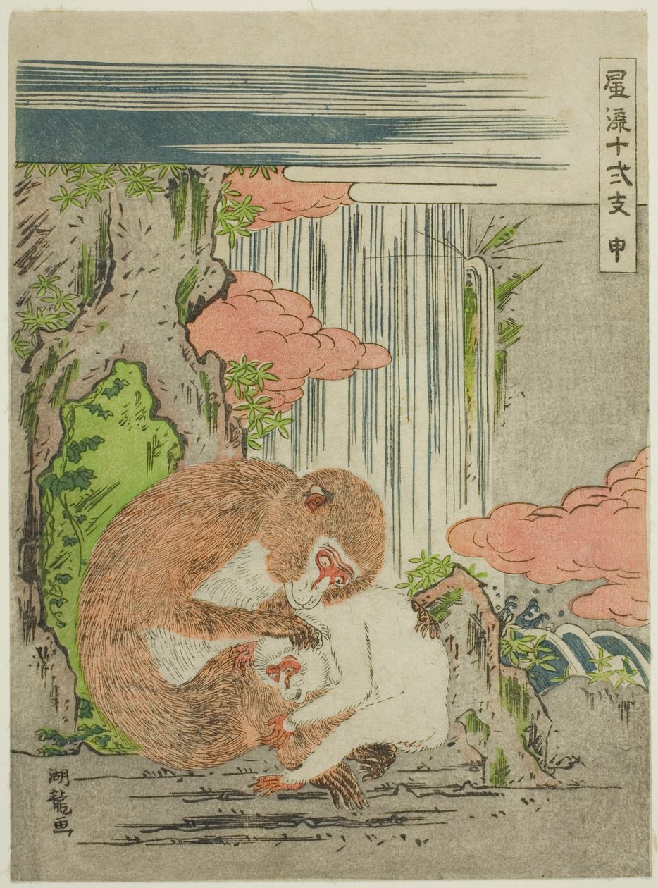 Monkey (Saru), från serien "Fashionable Twelve Signs of the Zodiac (Furyu juni shi)" av Isoda Koryusai