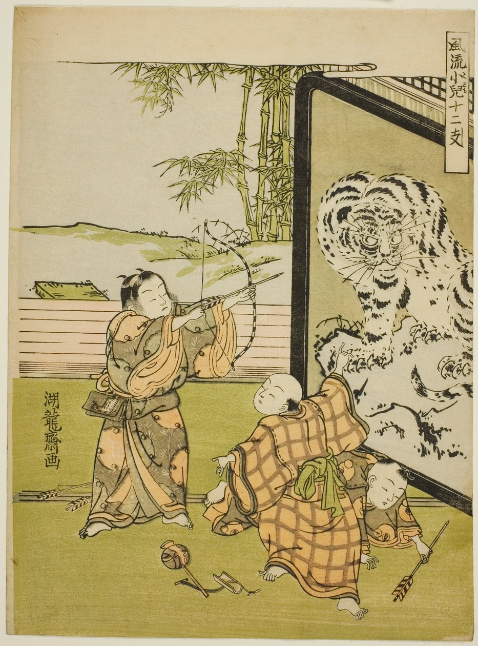 Tiger, från serien "Fashionable Children with the Twelve Signs of the Zodiac (Furyu kodomo juni shi)" av Isoda Koryusai