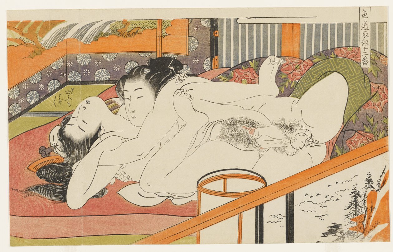 ”Unga älskande”, nr 10 ur ”Tolv scener ur kärlekens väg” (Shikidō torikumi jūniban) av Isoda Koryusai