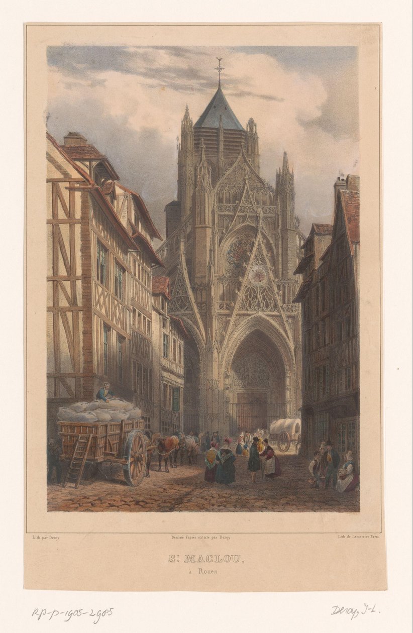 Utsikt över kyrkan Saint-Maclou i Rouen St. Maclou à Rouen (titel på objekt) Ansikten i Frankrike (serietitel) La France (serietitel) av Isodore Laurent Deroy