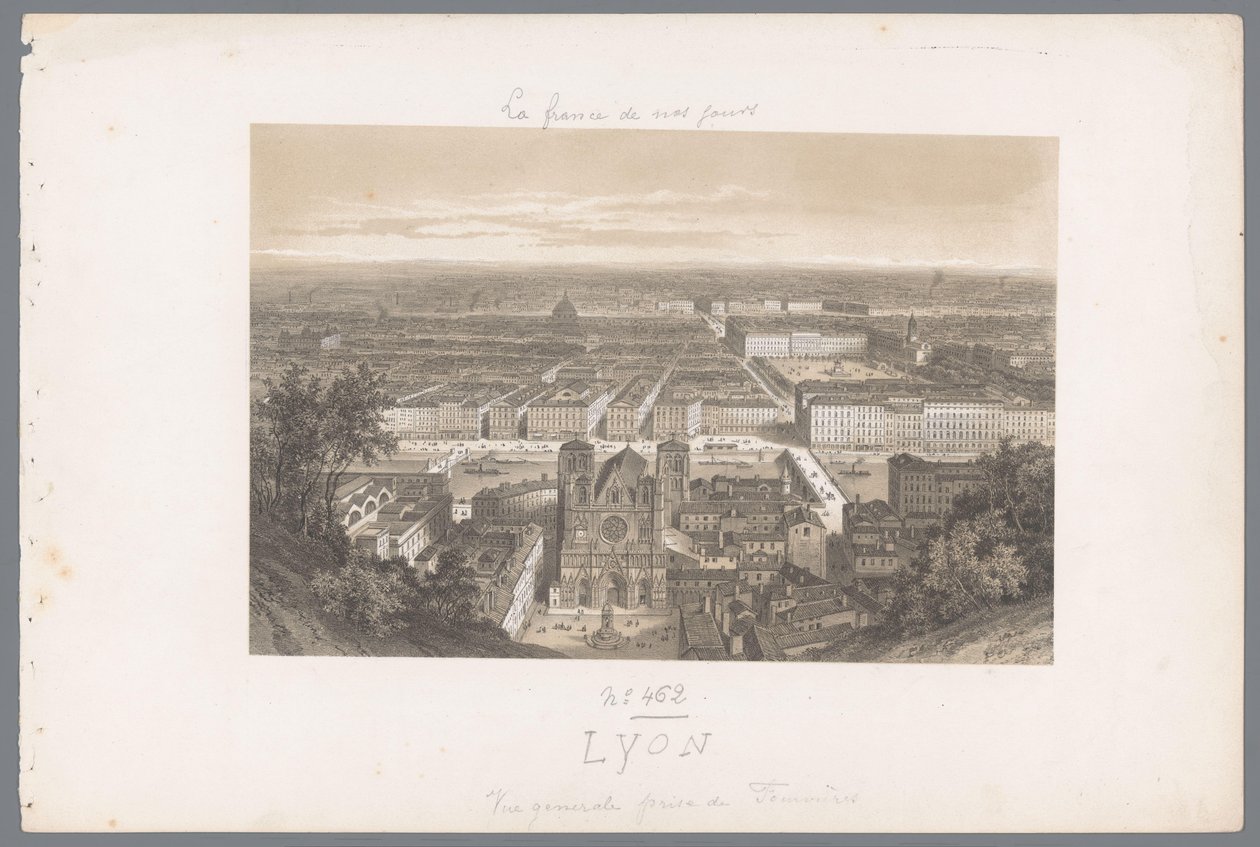 Zicht op Lyon en de katedraal från Fourvière Lyons. Översikt tagen från Fourvières Hedendaags Frankrijk (serietitel) Frankrike nuförtiden (serietitel) av Isodore Laurent Deroy