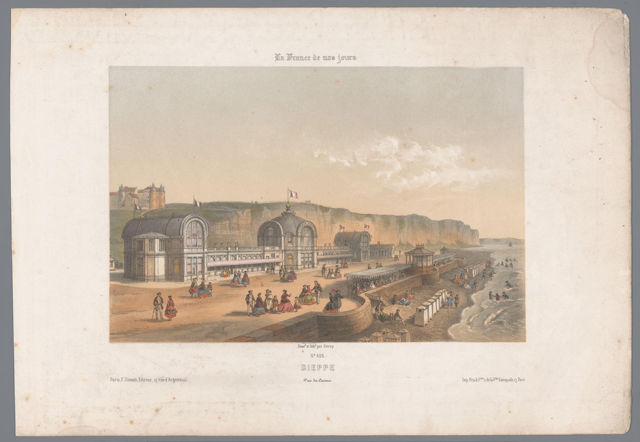 Utsikt över kasinot Dieppe Dieppe. Vue de Casino (titel på objekt) Contemporary France (serietitel) La France de nos jours (serietitel på objekt) av Isodore Laurent Deroy