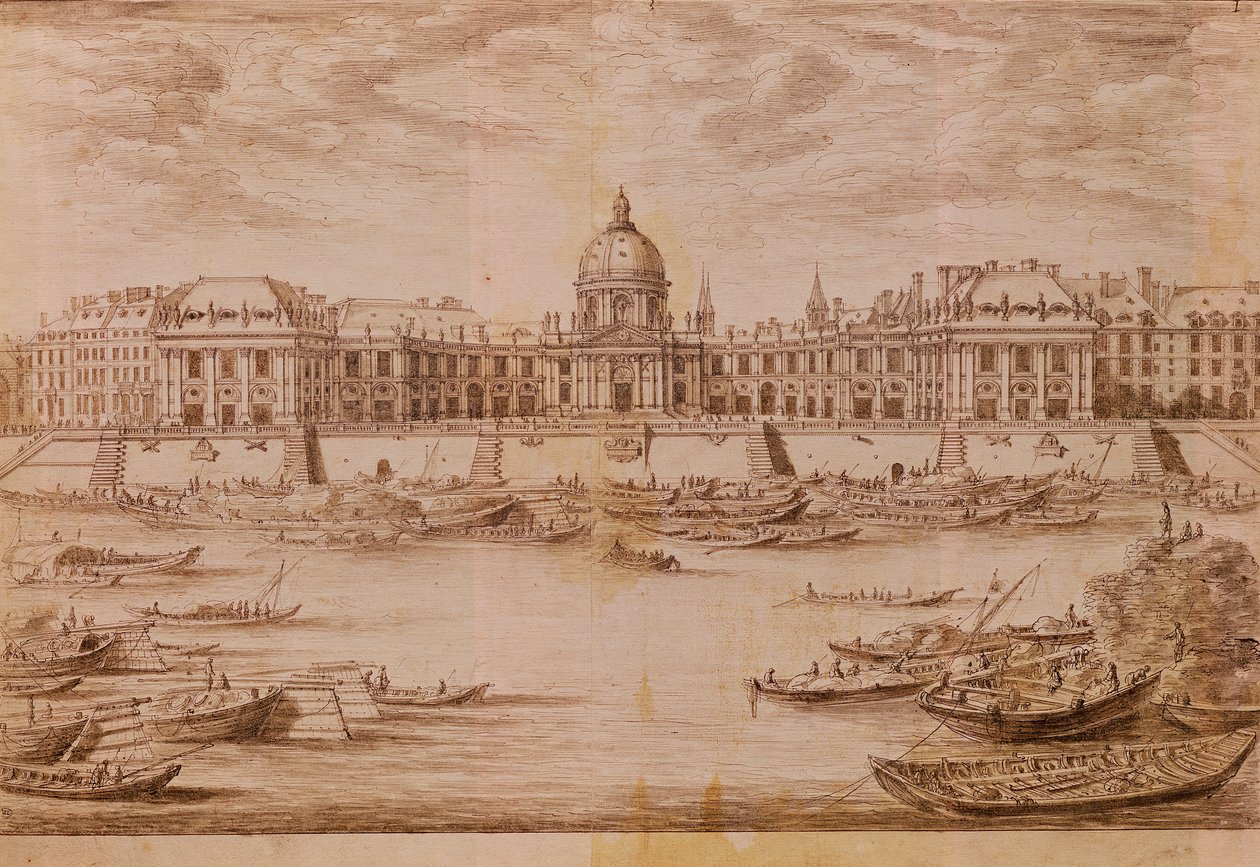 Perspektivvy av College des Quatre-Nations (institutets palats) av Israël Silvestre the Younger