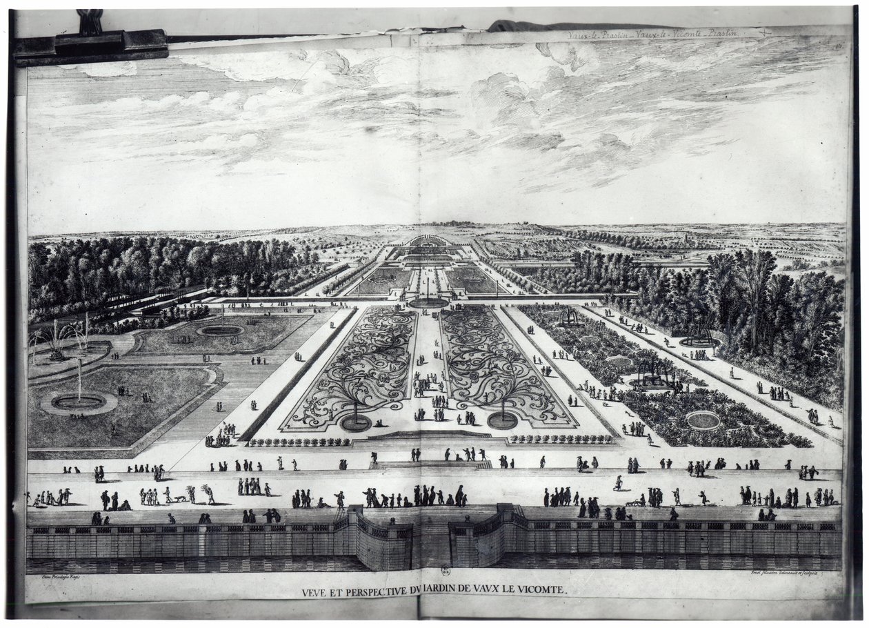 Perspektivvy av trädgården i Vaux-le-Vicomte av Israël Silvestre the Younger