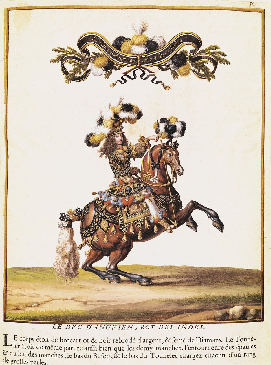 Hertigen av Enghien som indianernas kung vid karusellen framförd för Ludvig XIV (1638-1715) framför Tuilerierna, 5 juni 1662 av Israël Silvestre the Younger
